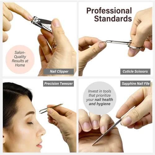 Vista 4 de Solingen Juego de manicura y pedicura, para hombres y mujeres, juego de cortaúñas profesional de manicura y pedicura, acero inoxidable, pinzas