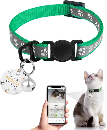 Vista 11 de Collar de Gato con Liberación de Seguridad con Etiqueta de Nombre de Código QR, Collares Reflectantes para Gatitos con Cascabel, Etiqueta