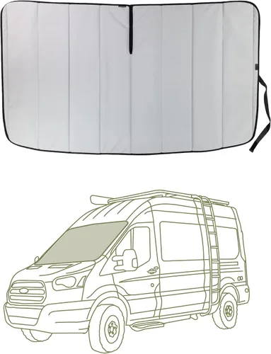 Vista 24 de Cubierta opaca aislante para ventana diseñada para Ford Transit alto/medio, borde de plástico completo de 130 pulgadas de longitud, ventana trasera