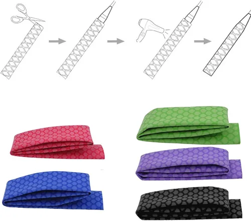 Vista 3 de Greatfishing - Funda termoretráctil con patrón de escamas de pescado para mango de caña de pescar, de corcho, con agarre antideslizante impermeable