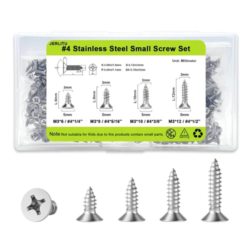 Vista 12 de Tornillos pequeños de madera M3x8mm, tornillos negros para madera, tornillo pequeño de cabeza plana Phillips, tornillos cortos de madera
