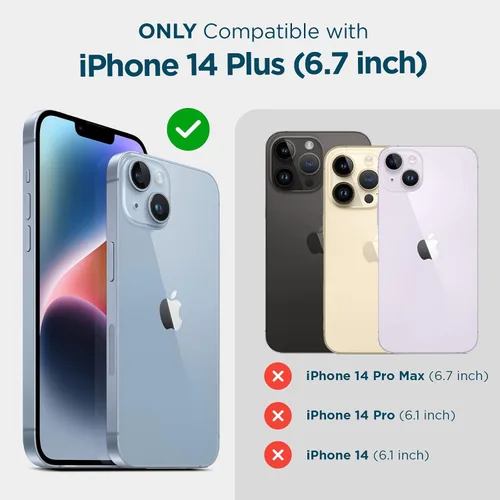 Vista 7 de Case-Mate Funda 3 en 1 para iPhone 14 Plus (negro intenso), vidrio templado y protector de lente, protección contra caídas de 15 pies, compatible