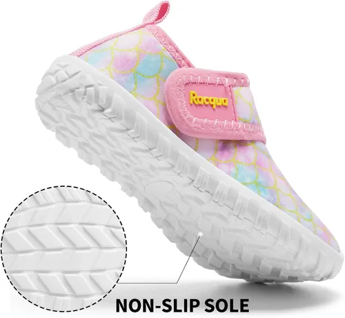 Vista 4 de Racqua Zapatos acuáticos para bebés y niños pequeños, de secado rápido, para natación, deportes, piscina, zapatos acuáticos para niños y niñas