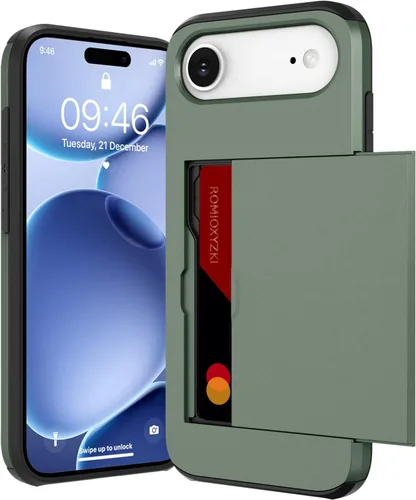 Vista 34 de ZIYE Compatible con iPhone 12 Pro Max Funda tipo cartera con tarjetero, Funda de dos capas antiarañazos con bolsillo oculto, Funda protectora a Verde
