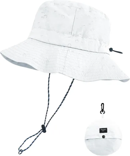 Vista 28 de PFFY Packable Sun Bucket Hat for Men Women Outdoor UV Protection Sun Hats Caqui