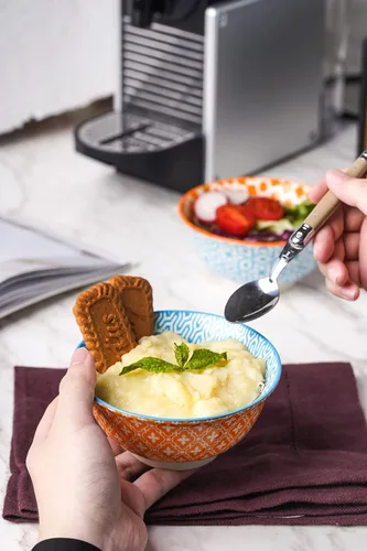 Vista 2 de Selamica, juego de 6 cuencos de porcelana para helado, cuencos pequeños, cuencos de cerámica para postres, helado, variedad