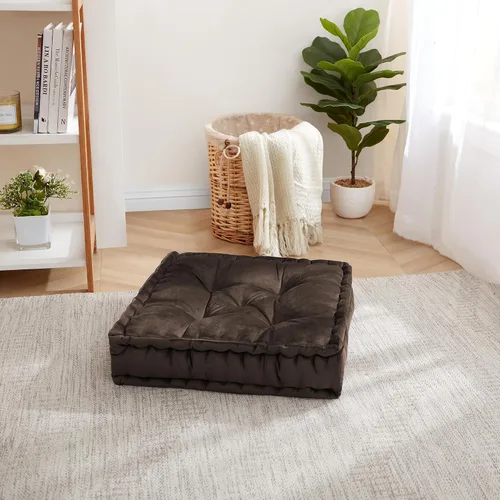 Vista 8 de Almohada de Piso Grande Cuadrada Acolchada Decorativa de 20" x 20" Tela de Terciopelo Sintético Relleno Ultra Grueso para Niños y Adultos, Paquete