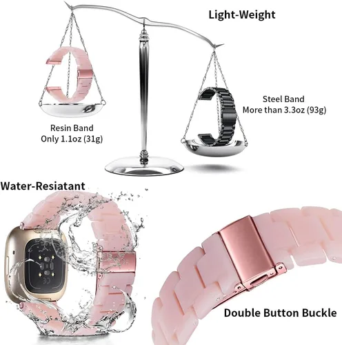 Vista 2 de Correa de reloj de resina compatible con Fitbit Versa 4/Sense 2/Versa 3/Sense 1, pulsera brazalete de moda ligera y ajustable de repuesto
