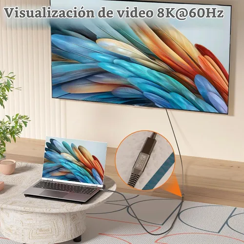 Vista 4 de Cable de extensión USB C largo de 20 pies, cable extensor USB3.2 tipo C de 20 Gbps/100 W, salida de video de 4K a 60 Hz, cable de carga trenzado