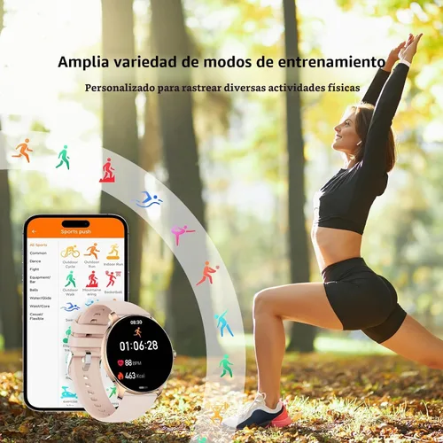 Vista 7 de Reloj inteligente para mujer de 1.43 pulgadas, pantalla AMOLED, funciona con Android/iPhone, resistente al agua IP68, batería de larga duración Oro