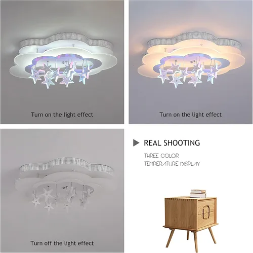 Vista 5 de Acrílico cielo estrellado blanco LED incrustado lámpara de techo lámpara de techo lámpara moderna de dibujos animados nubes y estrellas caída diseño