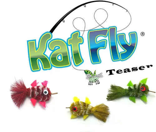Vista 3 de KatFly - Juego de varitas de juguete para gatos - Mini pez payaso (Juego 1)