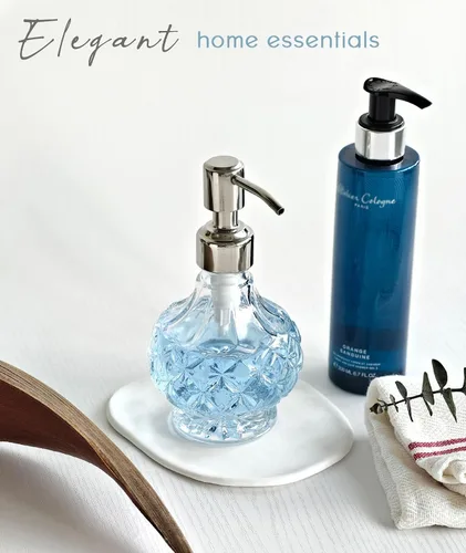 Vista 7 de JASAI Dispensador de jabón pequeño de vidrio transparente, dispensador de jabón de baño con bomba Strudy para cocina pequeña y baño, jabón de cocina