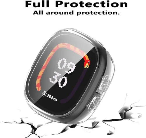 Vista 2 de Rc-Z Paquete de 2 fundas protectoras de pantalla para reloj inteligente Fitbit Google Ace LTE, marco duro de policarbonato con cubierta facial