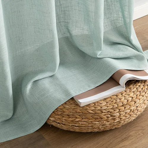Vista 7 de MIULEE Cortinas de lino verde mar de 84 pulgadas de largo para dormitorio y sala de estar, cortinas de ventana con textura de lino suave y grueso