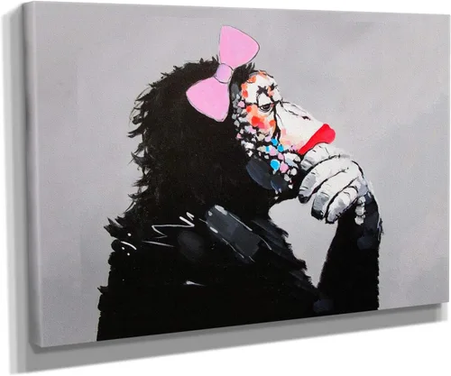 Vista 3 de Arte en lienzo de Banksy para pared, decoración del hogar, lienzo pre-estirado - varios tamaños