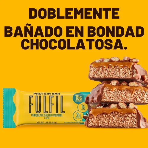 Vista 6 de FULFIL - Barras de proteína sabor chocolate con caramelo salado, libres de gluten con 15g de proteína, artículos básicos de despensa, 12