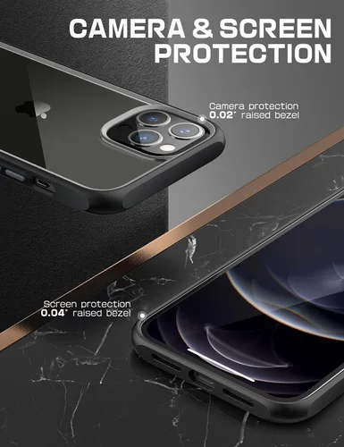 Vista 5 de Funda protectora híbrida SUPCASE, premium, transparente, para iPhone 13 Pro (de 2021), 6.1 pulgadas, estilo de uso rudo (color negro)