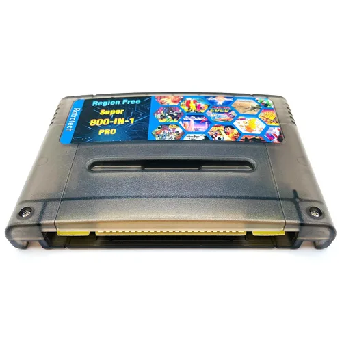 Vista 2 de Retrotech Super 800 In 1 Cartridge For SNES Super Nintendo 16Bit Game Console - Clear Black