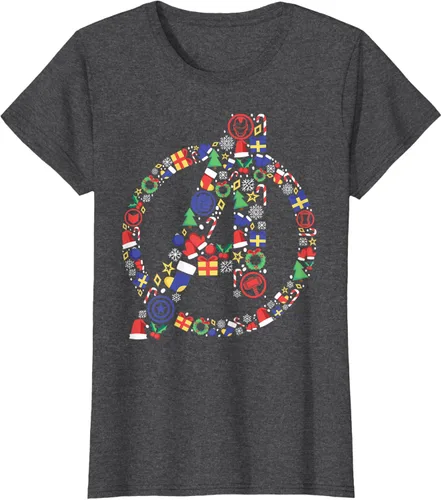 Vista 5 de Marvel Avengers A Logo Symbol Holiday Christmas Icons Camiseta, Negro