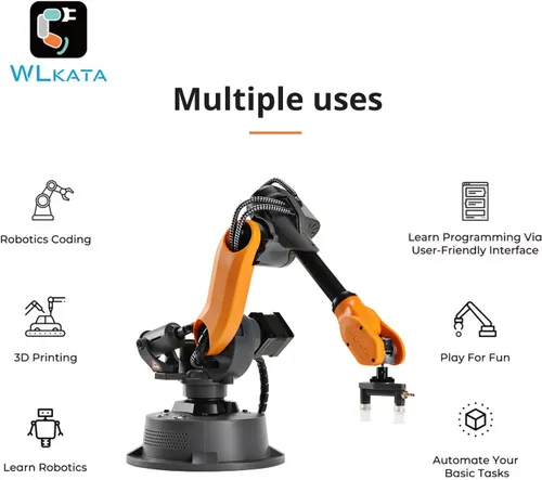 Vista 6 de wlkata Mirobot 6DoF Mini Industrial Robot Arm Kit profesional Plus Juego de cinta transportadora programable Robot Arm Light Professional Desktop
