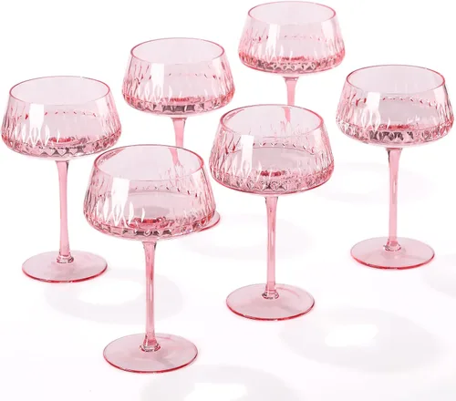 Vista 9 de Juego de 6 vasos de color de Martini de 14 onzas, vasos de cóctel de Martini, copas de cóctel Coupé Martini, copas de cóctel Coupe Martini, regalos