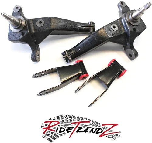 Vista 2 de RTZ - Compatible con Ford 98-00 Ranger Pickup Lift Kit de 4" Husillos de hierro de elevación delantera + grilletes de elevación traseros ajustables