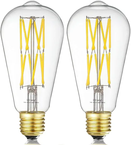 Vista 10 de Leools Bombilla de filamento LED estilo Edison de 10 W, bombillas equivalentes a 100 W, regulables, blanco cálido 2700 K, 1200 lm, ST64, E26