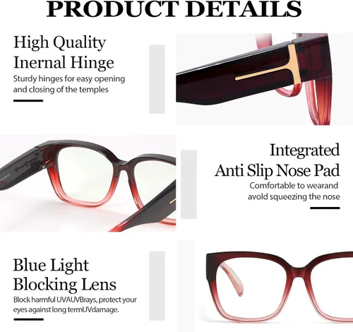 Vista 4 de LVIOE Fit Over Blue Light Blocking Glasses for Women