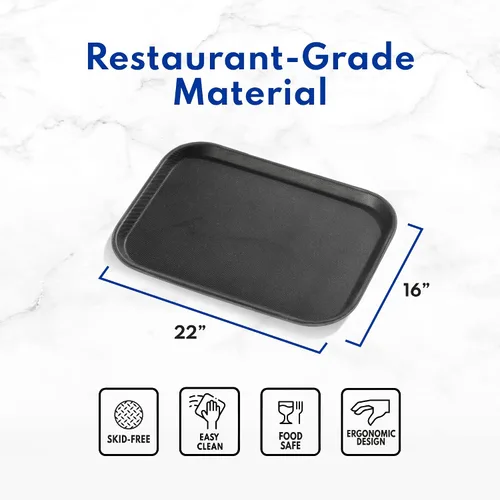Vista 8 de New Star Foodservice 24852 Bandeja antideslizante de grado restaurante, plástico, forrada de goma, rectangular, 10 x 14 pulgadas, color negro