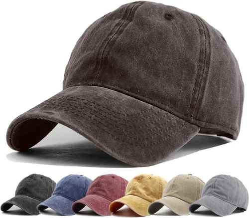 Vista 10 de HH HOFNEN Gorra de béisbol de algodón de sarga lavada y desgastada, vintage, ajustable, para hombre y mujer