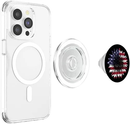 Vista 4 de Bandera estadounidense de girasol para la independencia el 4 de julio PopSockets MagSafe PopGrip para iPhone