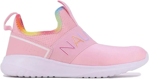 Vista 2 de Nautica Tenis deportivos sin cordones para niñas jóvenes, elegantes zapatos para correr y tenis para niños pequeños y grandes