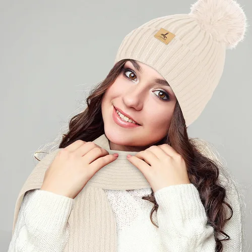 Vista 6 de Conjunto de guantes para pantalla táctil y gorro para exteriores