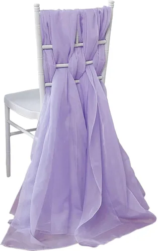Vista 22 de Efavormart - Paquete de 5 bandas de gasa de alta calidad para silla, 22 x 78 pulgadas, amatista violeta, lazos para silla de diseño transparente
