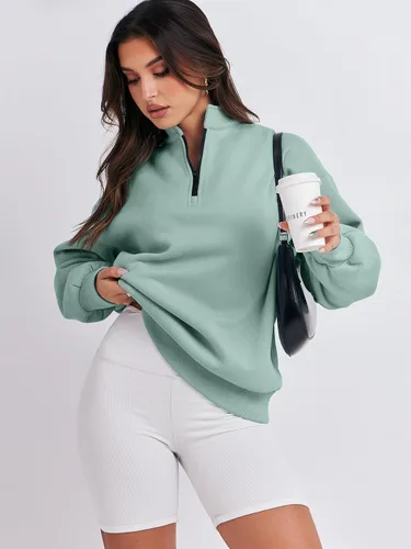 Vista 9 de ANRABESS Sudaderas de gran tamaño para mujer, sudaderas con capucha y media cremallera de 14, ropa de otoño 2024 Y2k