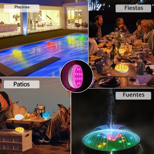Vista 7 de QOLNBY - Luces de piscina recargables, luces LED sumergibles con control remoto, luces subacuáticas impermeables IP68, luz flotante que cambia de 16