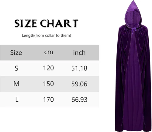 Vista 7 de Hooded Cloak Cape with Men Women and Kids, Velvet Cloak Vampire Witch Cape for Christmas Halloween Cosplay Costumes