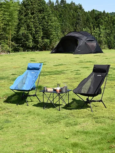 Vista 12 de WildCall Silla de camping plegable ligera, silla antihundimiento, respaldo