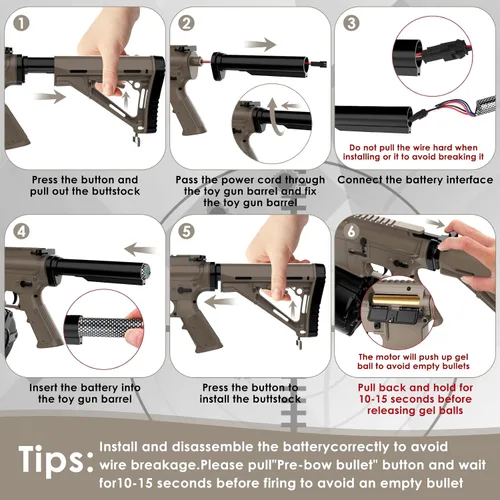 Vista 5 de Juguetes Eléctricos de Gel Nuevos M4A1, Modo Semiautomático y Completamente Automático Splat-Blaster con FPS 280 y 100 Pies para Juego de Equipo al