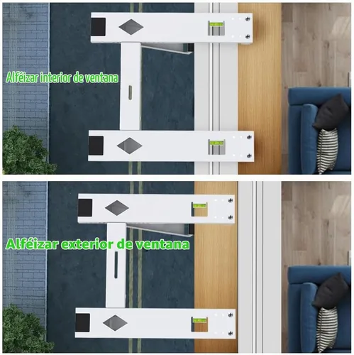 Vista 7 de Soporte de aire acondicionado de ventana con 2 brazos, soporte de CA resistente para unidad de ventana, kit de instalación de hasta 200 libras