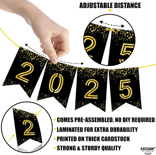 Vista 4 de Katchon, Cartel brillante de graduación 2025 – Grande de 10 pies, sin bricolaje Cartel de feliz graduación 2025, decoraciones de graduación clase