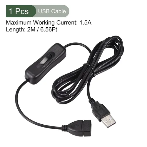 Vista 2 de YOKIVE Cable USB con interruptor de encendido/apagado, cable de extensión macho a hembra, desgaste reducido, ideal para el hogar, estudio, oficina