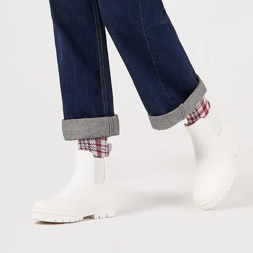 Vista 9 de Planone - Botas cortas de lluvia de ancho amplio para mujer, Chelsea impermeables de moda para mujer, botas de jardín al aire libre mate, botas