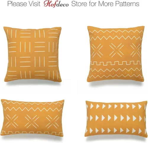 Vista 6 de Hofdeco Funda de almohada lumbar africana solamente, triángulo amarillo mostaza, 12 x 20 pulgadas