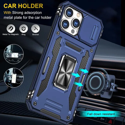 Vista 5 de Funda para iPhone 12 Pro Max con 2 protectores de pantalla, cubierta deslizante integrada para cámara para 12Pro Max, funda para teléfono