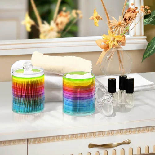 Vista 7 de Kigai Paquete de 4 soportes de plástico transparente con tapas para hisopo de algodón, almohadillas redondas de algodón, 4