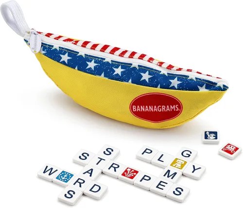 Vista 2 de Bananagrams Juego de mesa familiar de edición temática de estrellas y rayas