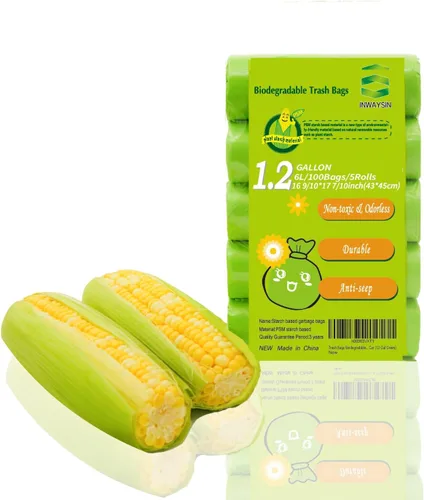 Vista 7 de Inwaysin - Mini bolsas de basura de 1.2 galones, bolsas de basura pequeñas, 6 litros, 100 bolsas, verde transparente