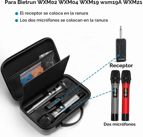 Vista 2 de Bietrun Estuche de almacenamiento de micrófono portátil para micrófonos inalámbricos WXM 02/WXM 04/WXM 19/WXM19A/WXM 21, funda de almacenamiento